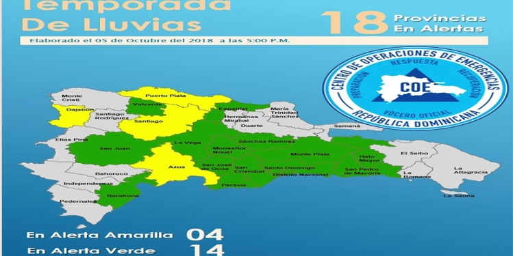 Habrá lluvias todo el fin de semana por vaguada; 18 provincias en alerta