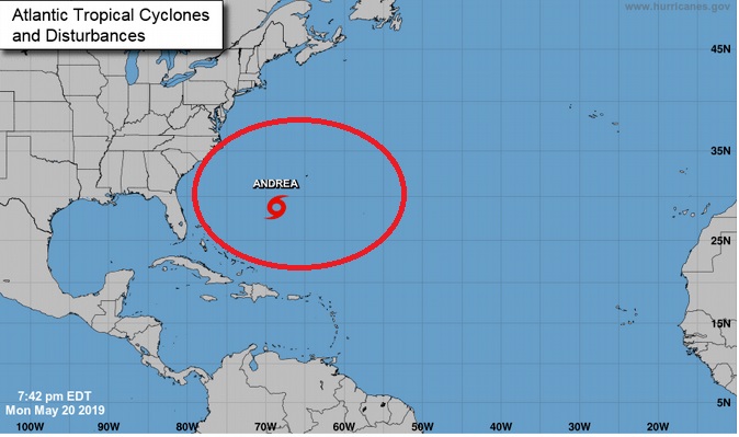 Se forma “Andrea” la primera tormenta fuera de la temporada ciclónica