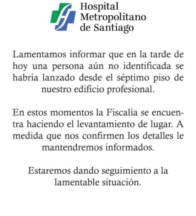 En Santiago hombre se lanza del séptimo piso del Homs
