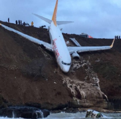 CAE AVIÓN TURCO EN ACANTILADO; no hubo heridos…